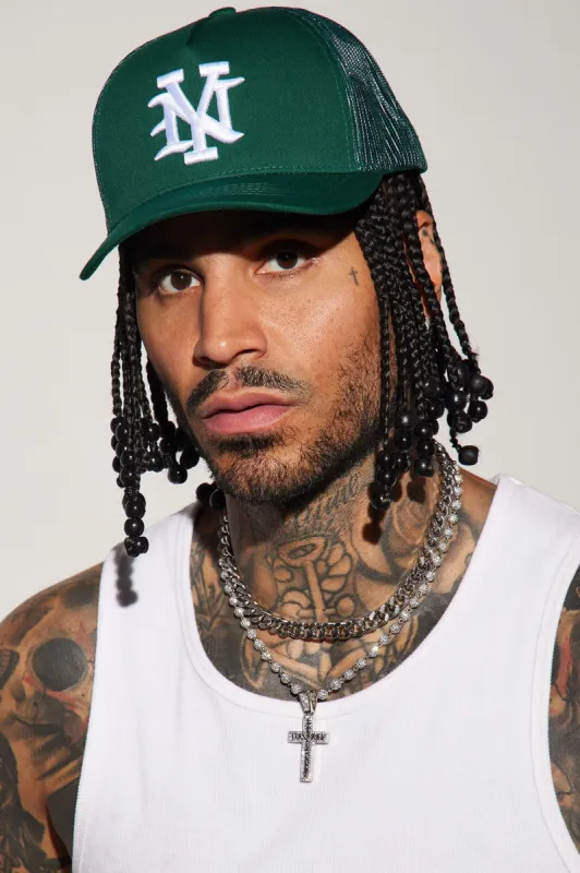 NY Twill Trucker Hat - Green sold by Fashion Nova