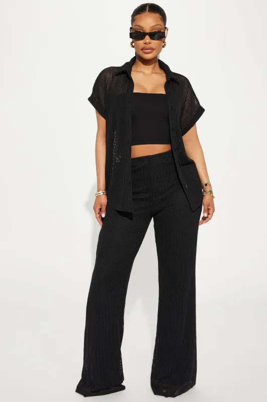 Paradise Livin' Crochet Pant Set - Black sold by Fashion Nova