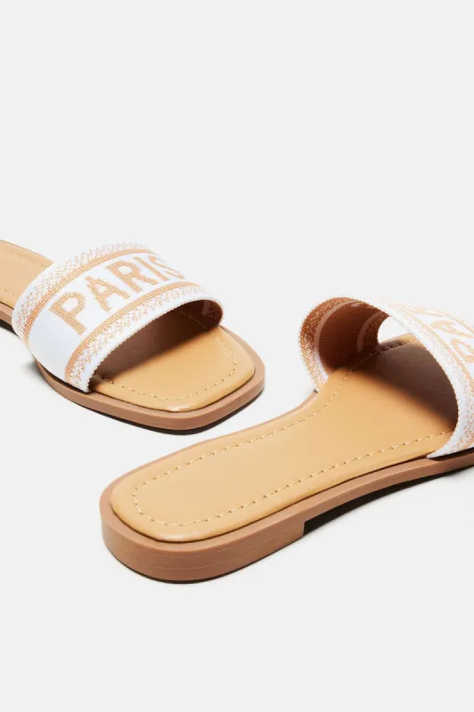 Love A Little Paris Flat Sandals - White sold by Fashion Nova