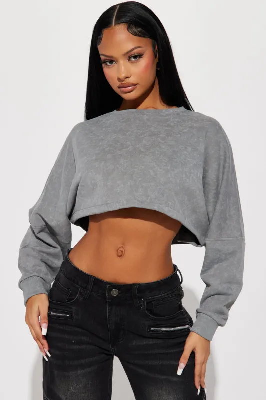 Vibing Lounge Crewneck Sweatshirt - Grey sold by Fashion Nova