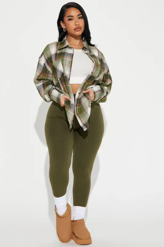 Stacy Seamless Cable Legging - Olive sold by Fashion Nova