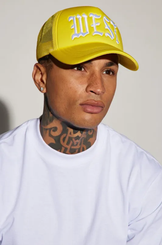 West Side Trucker Hat - Yellow sold by Fashion Nova
