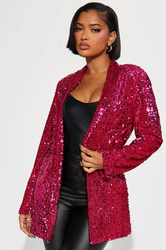 Violet Sequin Blazer - Fuchsia sold by Fashion Nova