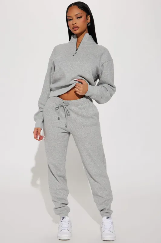 On My Own Half Zip Sweatsuit - Heather Grey sold by Fashion Nova
