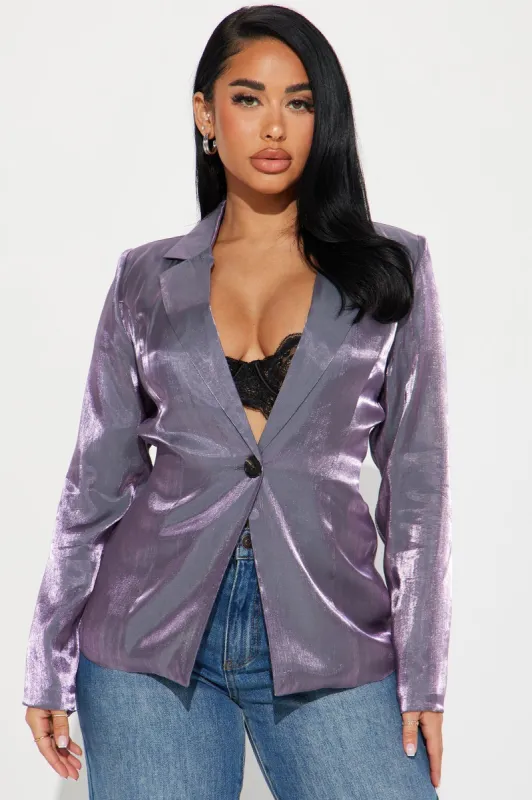 Chrome Nights Metallic Blazer - Plum sold by Fashion Nova
