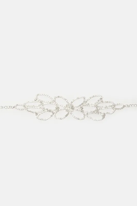 One Of A Kind Rose Choker - Silver sold by Fashion Nova