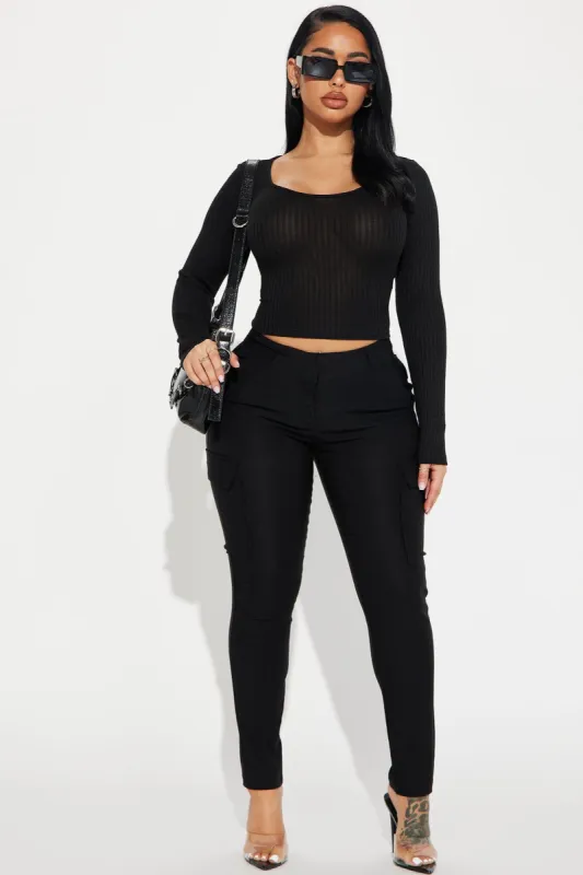 Getting Ready Cargo Skinny Pant - Black sold by Fashion Nova