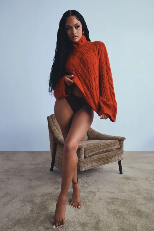 Endless Cuddles Cable Knit Sweater - Red sold by Fashion Nova