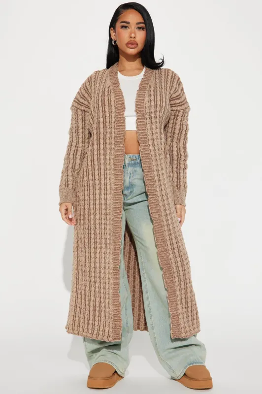 Street Chic Washed Cardigan - Mocha/combo sold by Fashion Nova