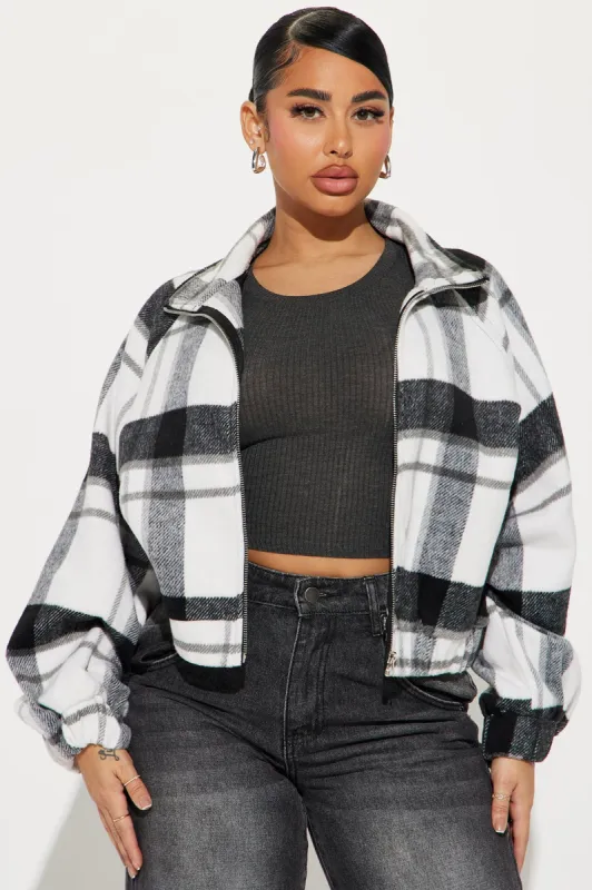 Mila Plaid Jacket - Black sold by Fashion Nova