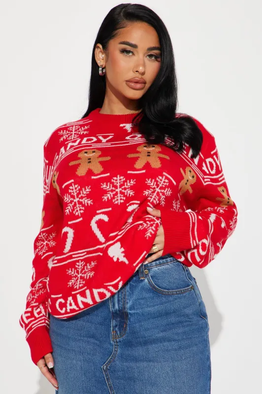 Candy Queen Sweater - Red/combo sold by Fashion Nova
