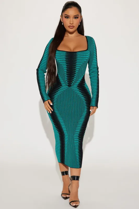 Arianna Sweater Midi Dress - Teal sold by Fashion Nova