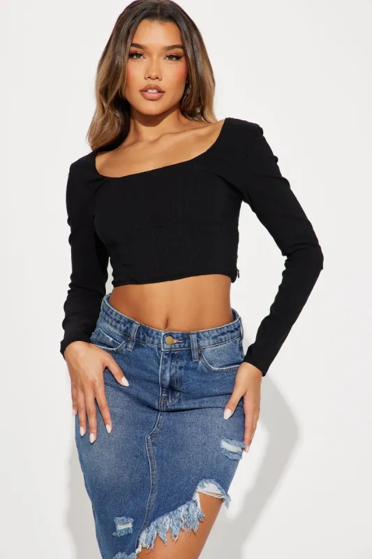 On My Way Corset Top - Black sold by Fashion Nova