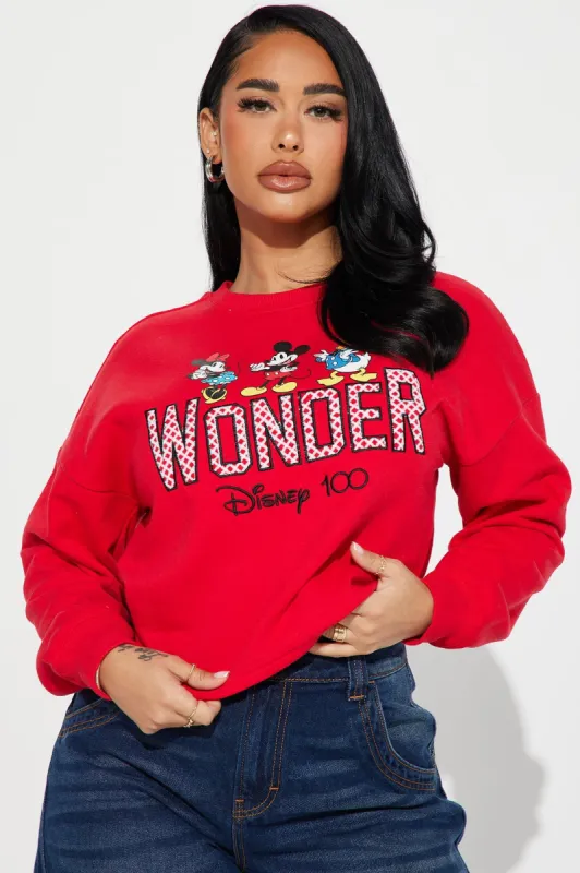 Disney 1OO Sweatshirt - Red sold by Fashion Nova