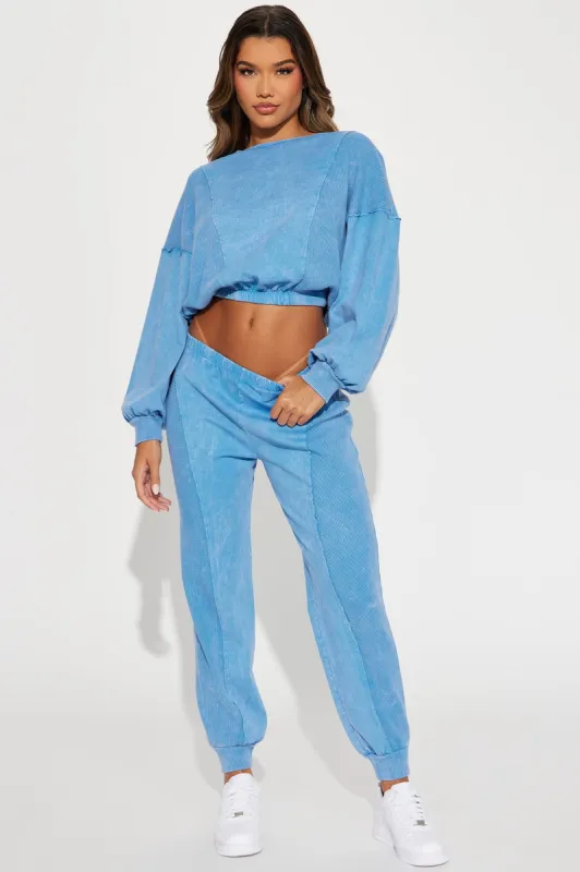 Paisley Washed Jogger Set - Blue sold by Fashion Nova