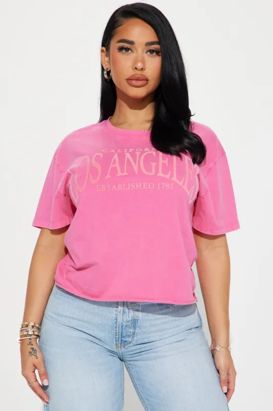 Los Angeles Washed Tshirt - Hot Pink sold by Fashion Nova