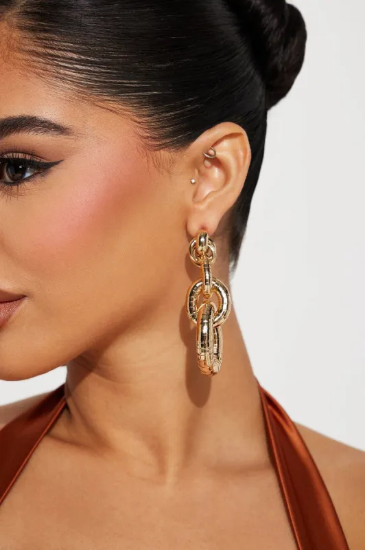 Linked To You Drop Earrings - Gold sold by Fashion Nova
