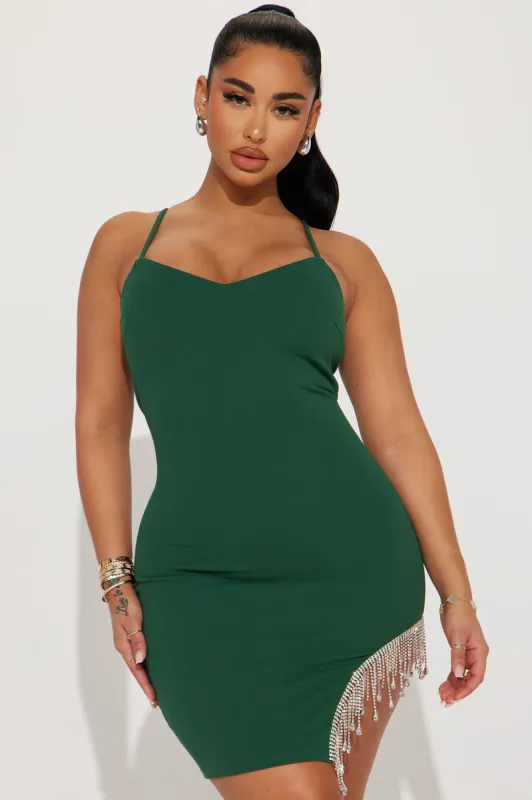 Bria Embellished Mini Dress - Hunter sold by Fashion Nova