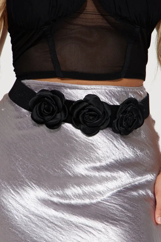 Formally Invited Rose Belt - Black made by Fashion Nova