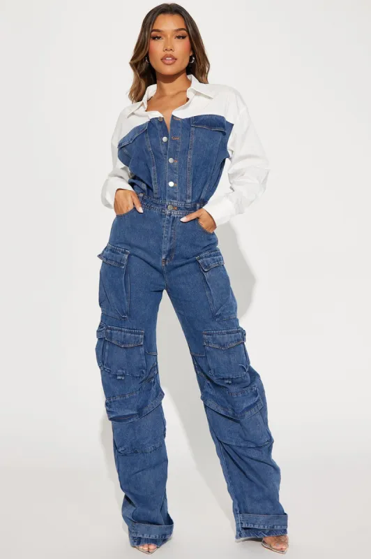 If You Want To Denim Jumpsuit - Medium Wash sold by Fashion Nova