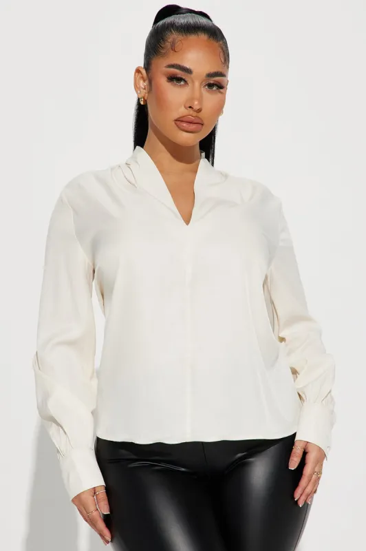 Abigail Satin Blouse Top - Cream sold by Fashion Nova