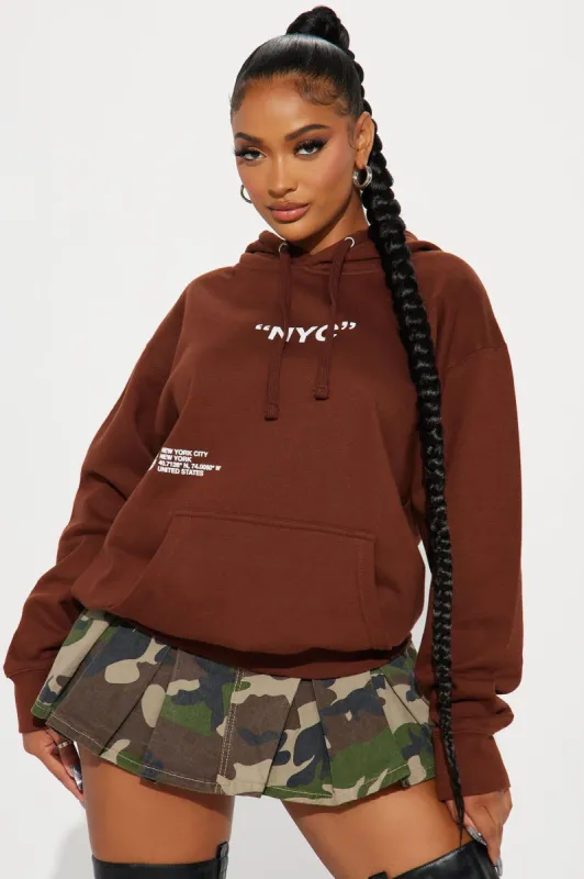 Destination NYC Hoodie - Brown sold by Fashion Nova
