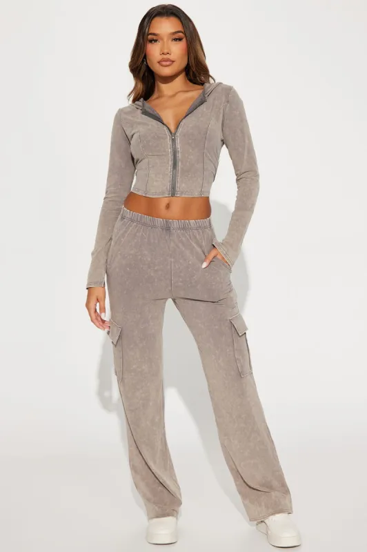 Maeve Mineral Wash Jogger Set - Taupe made by Fashion Nova