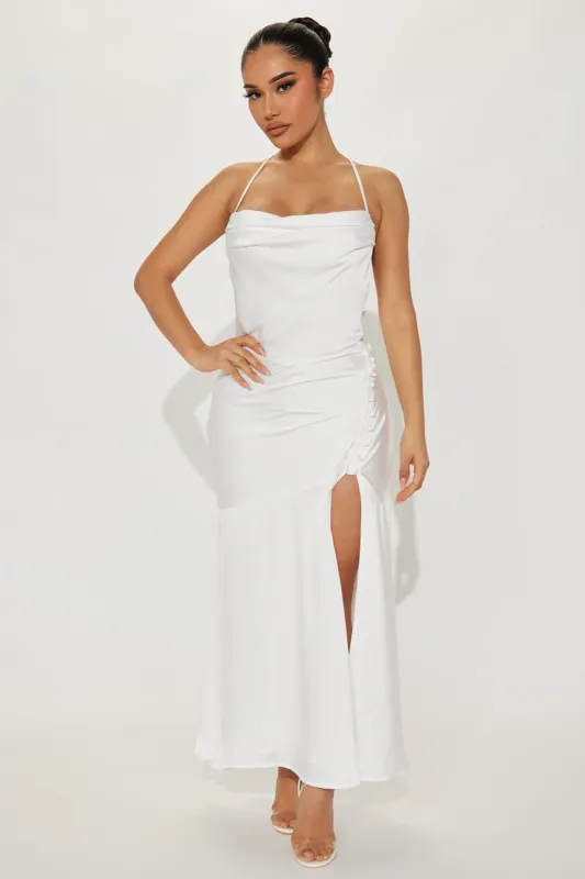 Julia Satin Maxi Dress - White sold by Fashion Nova