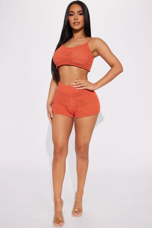 Another Vacation Crochet Short Set - Rust sold by Fashion Nova