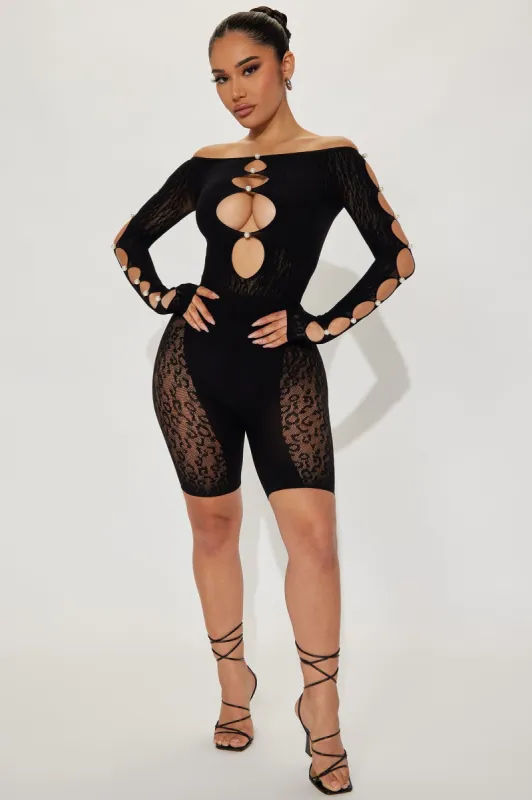 See My Moves Seamless Romper - Black sold by Fashion Nova