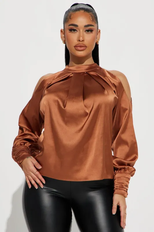 Angelina Satin Blouse Top - Copper made by Fashion Nova