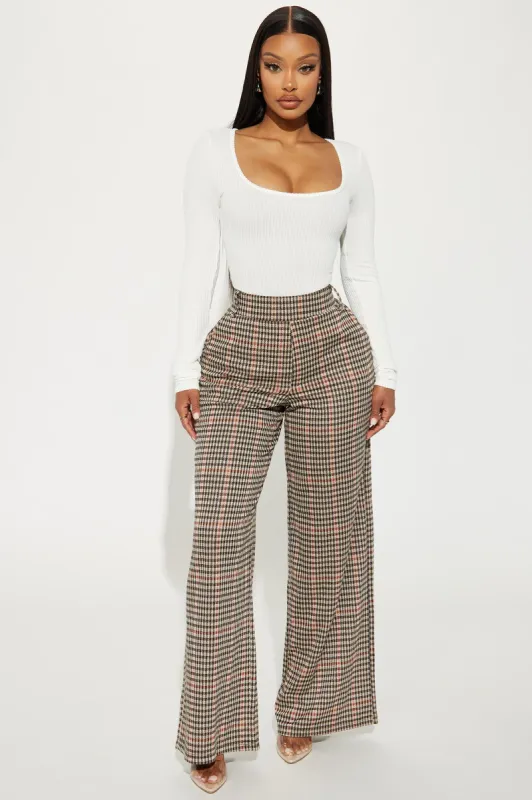Fancy Pants Houndstooth Trouser - Brown/combo sold by Fashion Nova