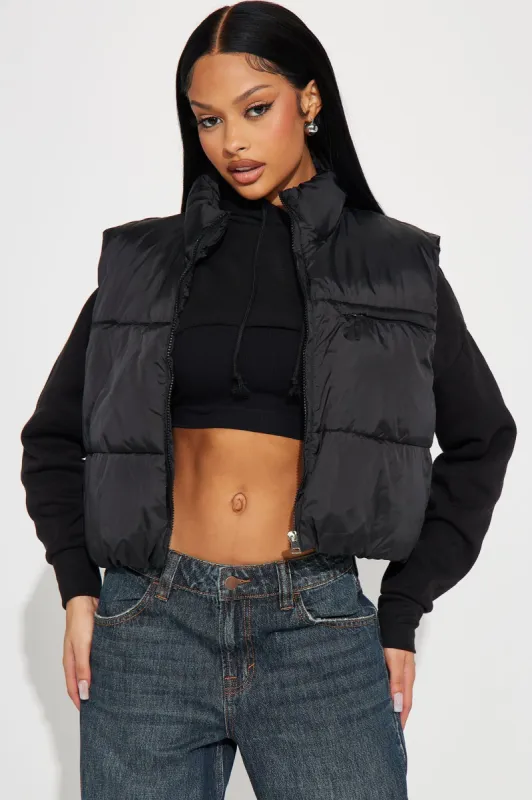 Icy Girl Puffer Vest - Black sold by Fashion Nova