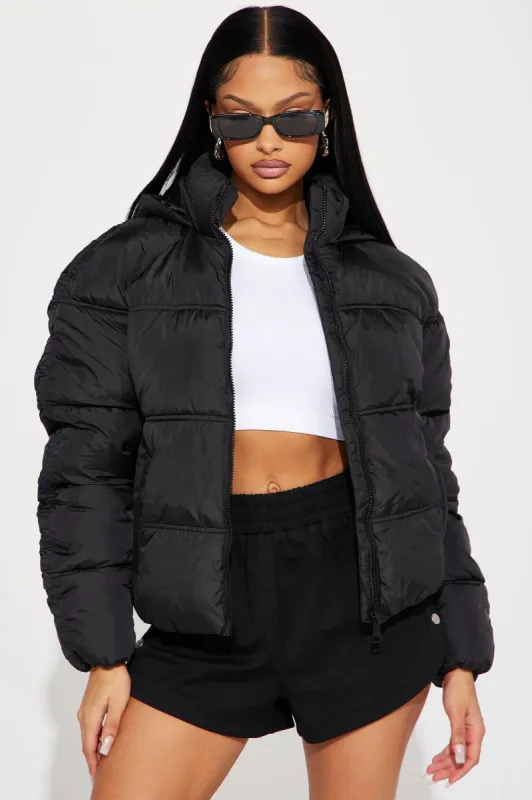 Snuggle Next To Me Puffer Jacket - Black sold by Fashion Nova
