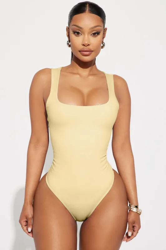 Adriana Smooth Fit Bodysuit - Butter Yellow sold by Fashion Nova