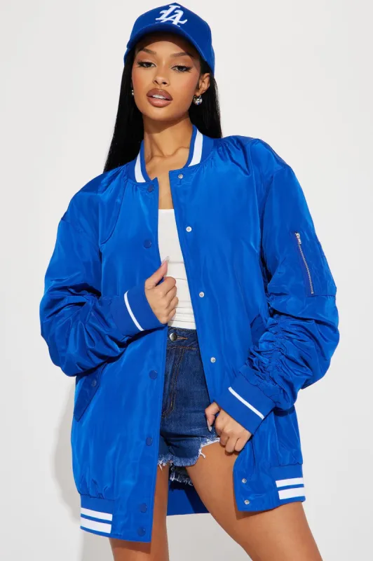 Jayda Varsity Jacket - Royal sold by Fashion Nova