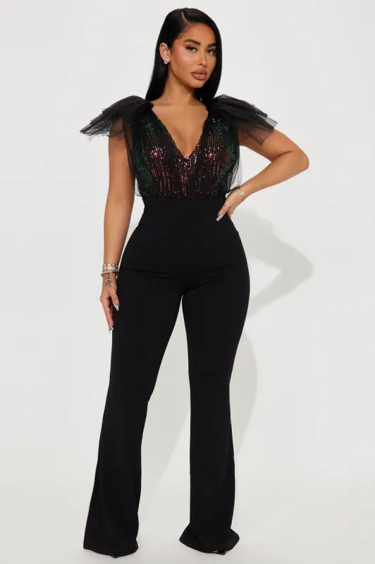 Want Her Sequin Jumpsuit - Black sold by Fashion Nova