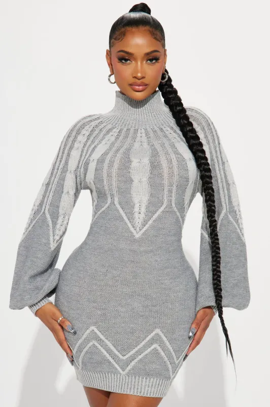 Leia Sweater Mini Dress - Heather Grey sold by Fashion Nova
