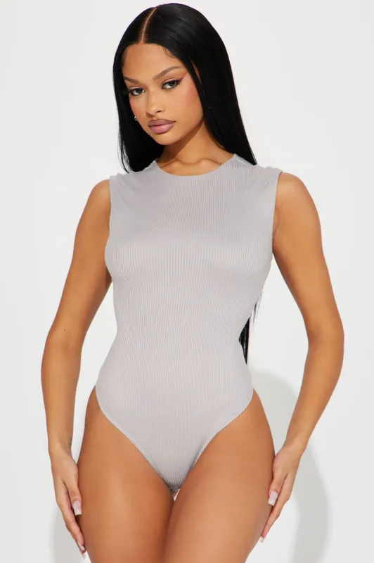 Jayda Ribbed Bodysuit - Silver sold by Fashion Nova