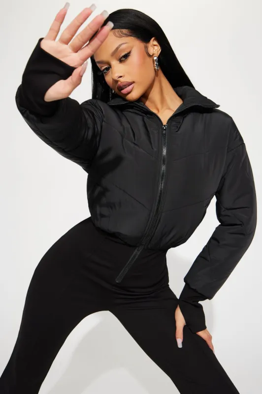 Park City Puffer Jumpsuit - Black sold by Fashion Nova