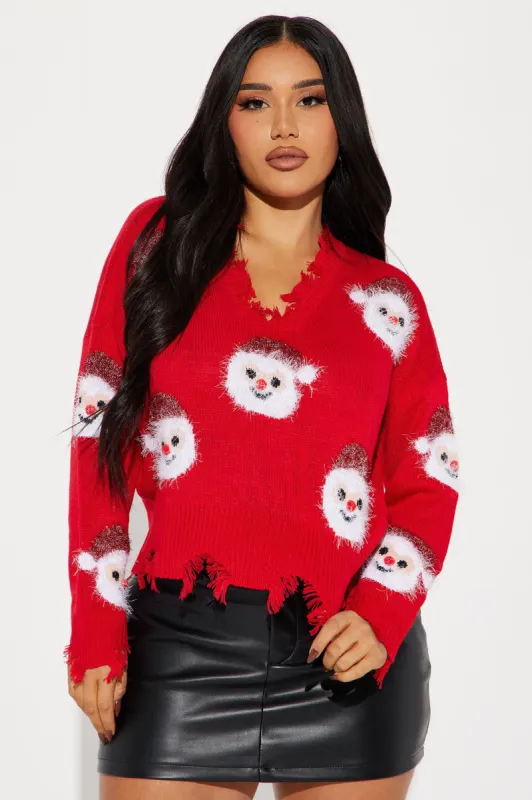 Santa Clause Sweater - Red/combo sold by Fashion Nova