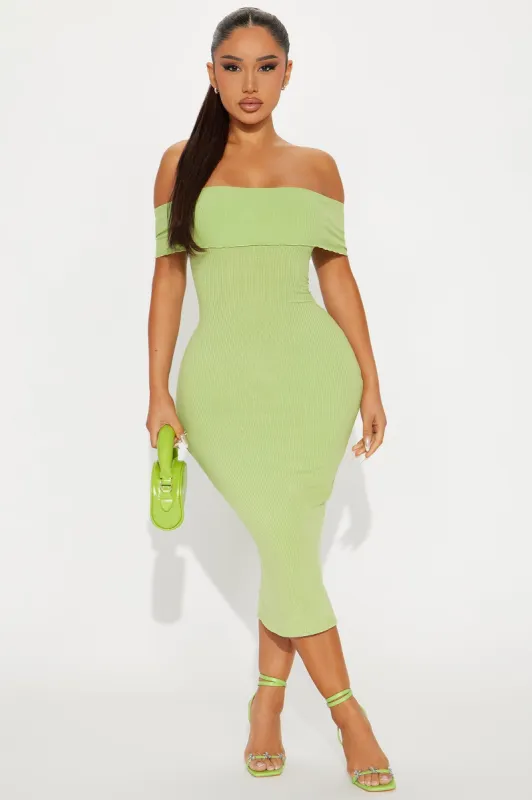 Lacie Ribbed Midi Dress - Lime sold by Fashion Nova