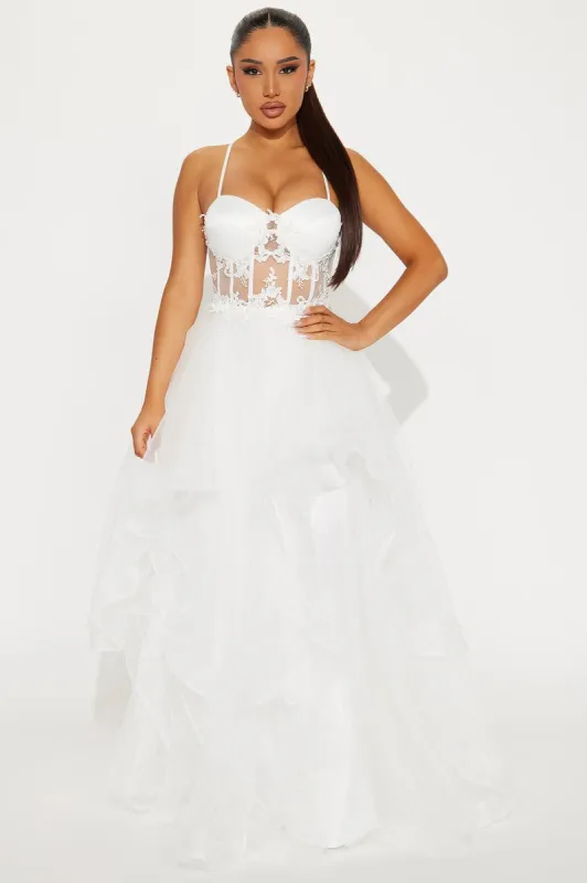 Steal The Night Tulle Gown - White sold by Fashion Nova