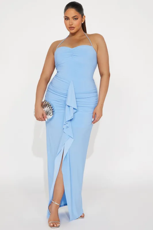 Serena Ruffle Maxi Dress - Light Blue sold by Fashion Nova