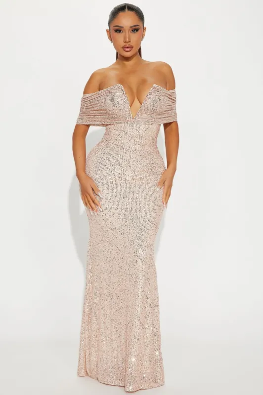 Ciara Sequin Maxi Dress - Taupe sold by Fashion Nova