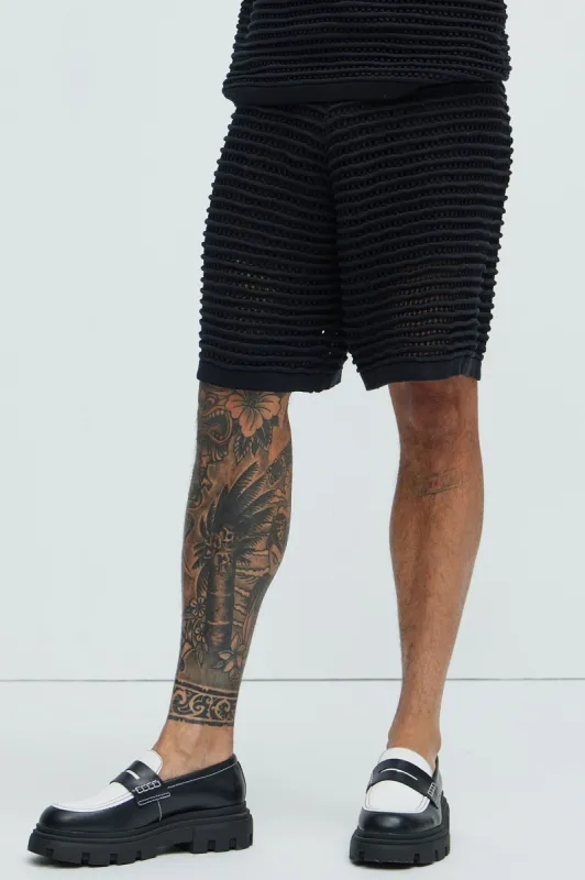 Milton Textured Knit Shorts - Black sold by Fashion Nova