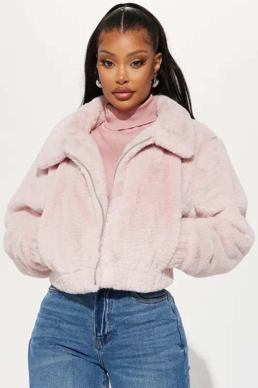 Better With You Faux Fur Jacket - Mauve sold by Fashion Nova