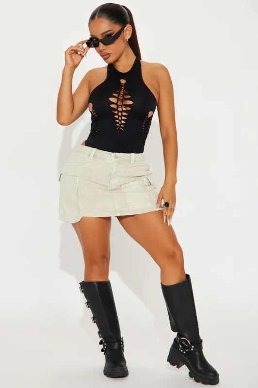 Delight Me Cargo Mineral Wash Mini Skirt - Sage sold by Fashion Nova