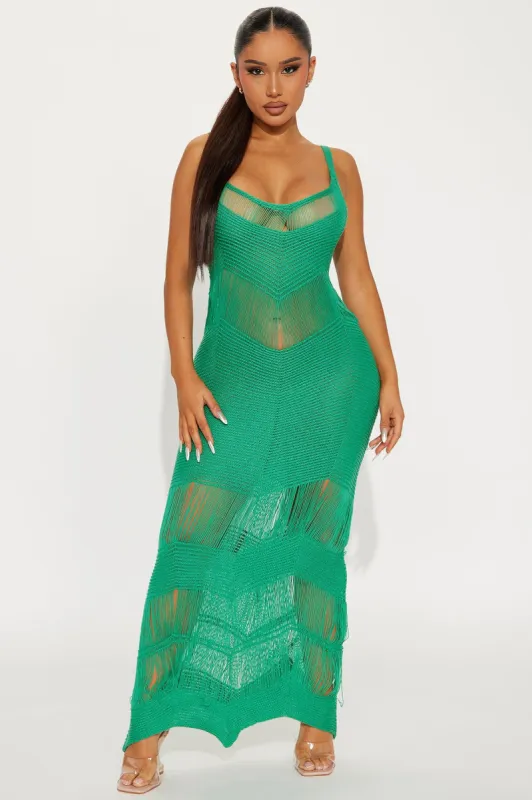 Ocean Front Knit Maxi Dress - Kelly Green sold by Fashion Nova