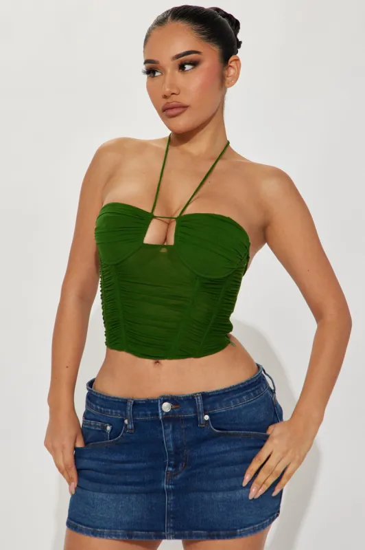 Mia Mesh Corset Top - Hunter sold by Fashion Nova